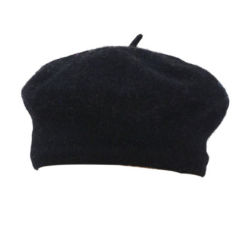 Gambar Womens Winter Solid Warm Wool Beret French Artist Beanie Hat Black