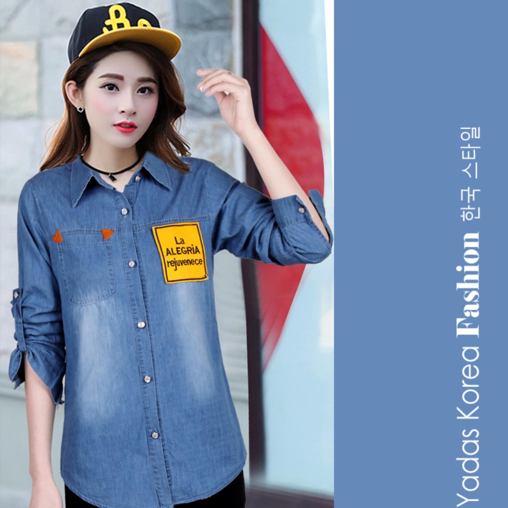 Yadas Korea Miranda Kemeja Jeans Wanita - 8807 Blue/Black Yadas Korea Miranda Kemeja Jeans Wanita - 8807 Blue/Black