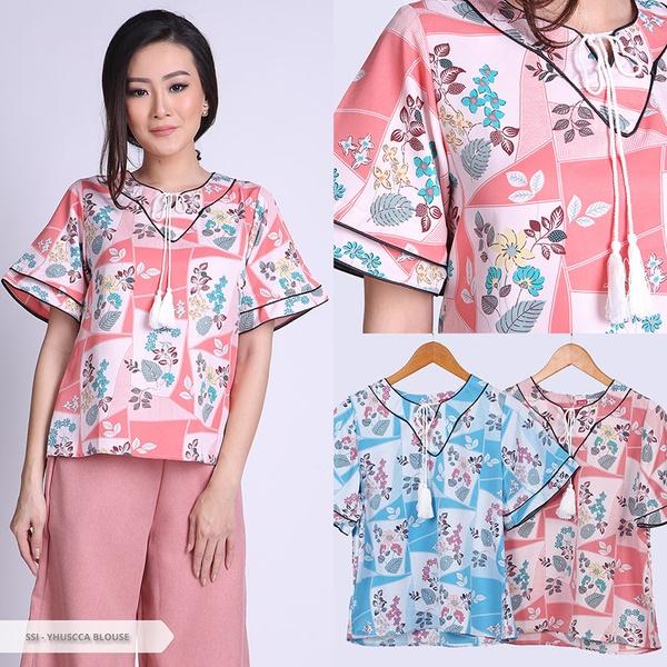 Yhuscca Flowery Comfy Blouse - Baby Blue Yhuscca Flowery Comfy Blouse - Baby Blue