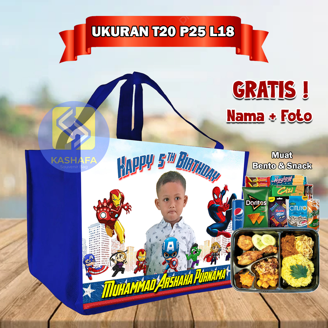 (35 PCs Bento) goodie kids birthday bags custom character wear name, Bento size birthday bags, birthda…
