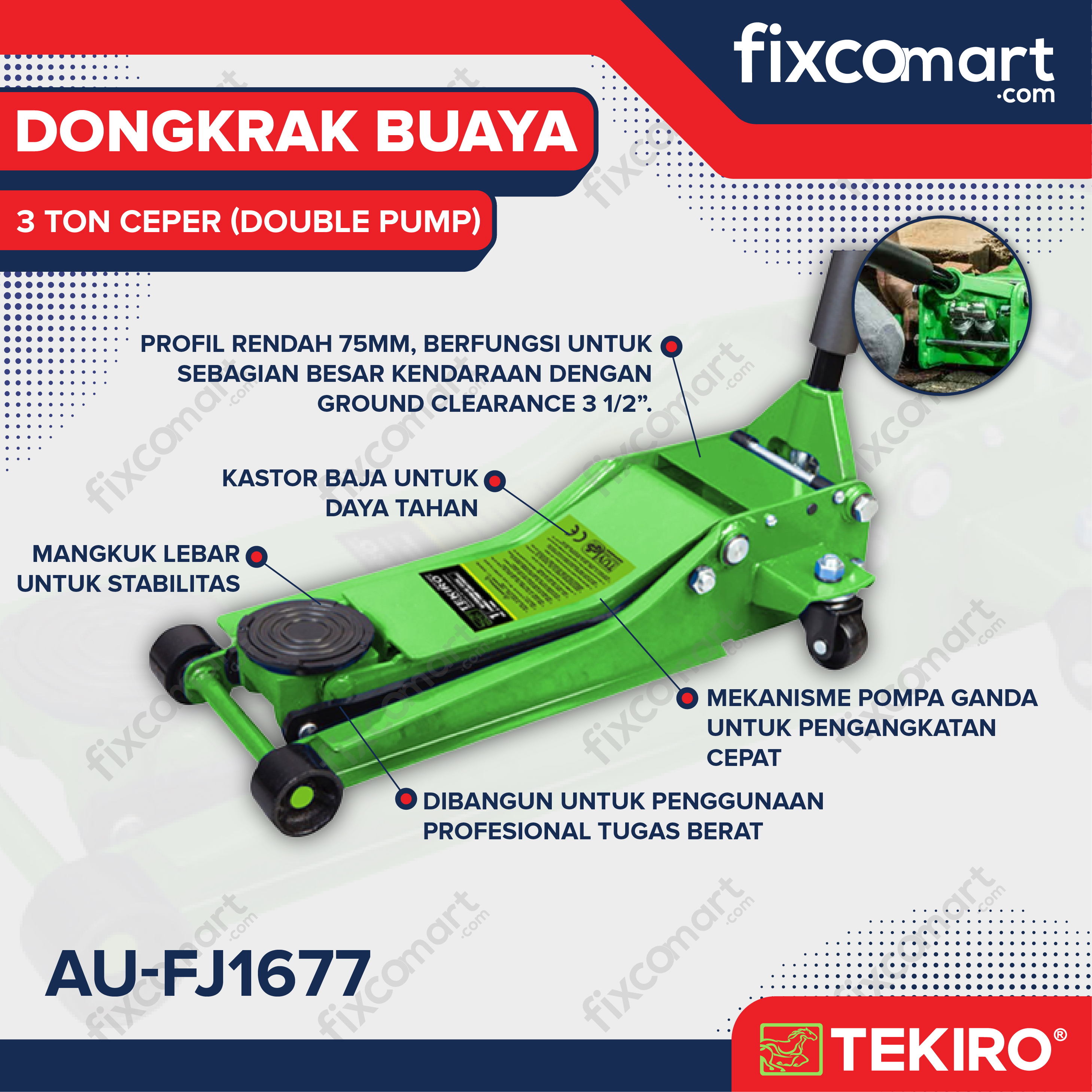 Tekiro Dongkrak Buaya 3 Ton Harga 2,097,800 rupiah*Gratis Ongkir