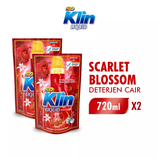 [Paket isi 2] SOKLIN Deterjen Cair Perfume Scarlet Blossom 720ML Harga 21,800 rupiah*Gratis Ongkir