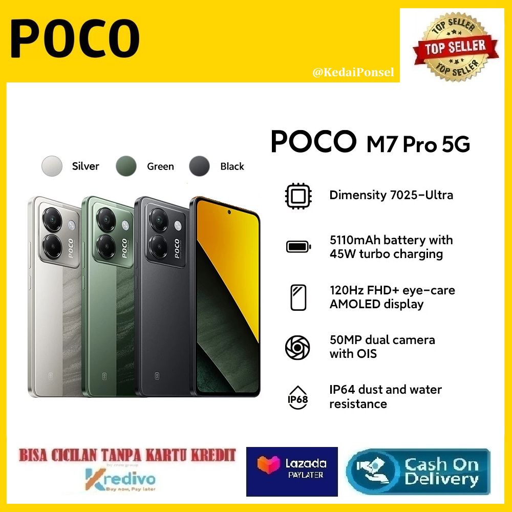 Poco M7 Pro 5G | Poco M7 [8GB/256GB] | HP is cheap, you can pay with installment without credit card, official warranty, and can pay with cod - Merek POCO Harga 2,248,000 rupiah*Gratis Ongkir