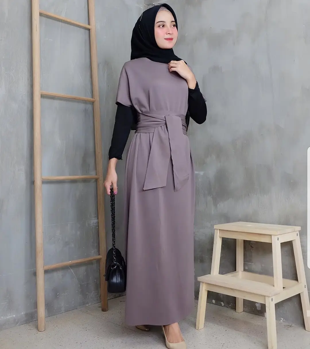 Gamis Lengan Pendek Wilona Dress Maxi Moscrepe Premium Lazada Indonesia