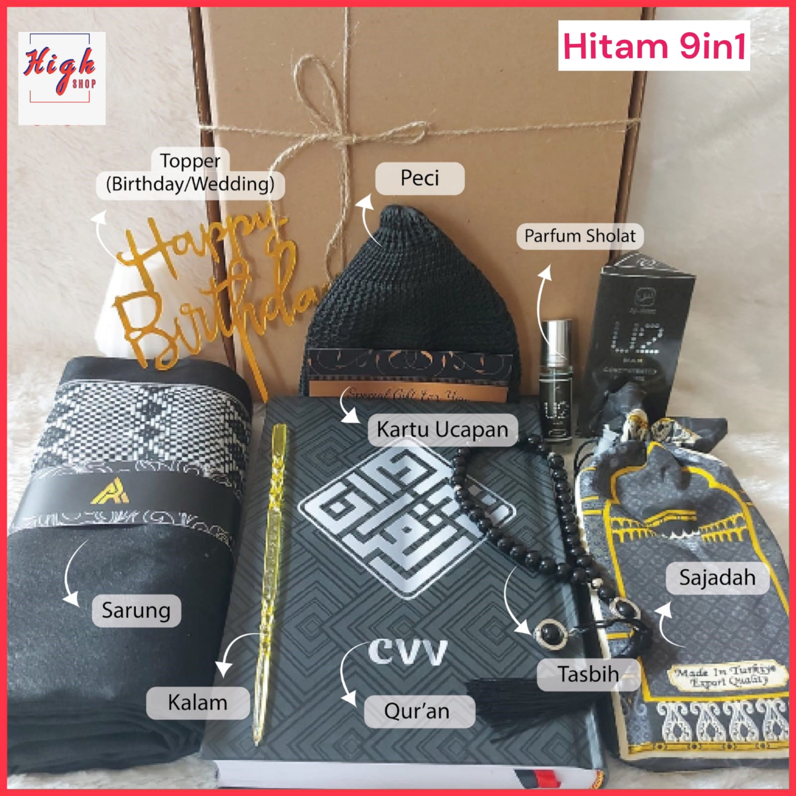 [Hampers Akhwan Set] Quran Peci Tasbih Sajadah Sarung hadiah for Muslim Boys Giftbox Souvenir