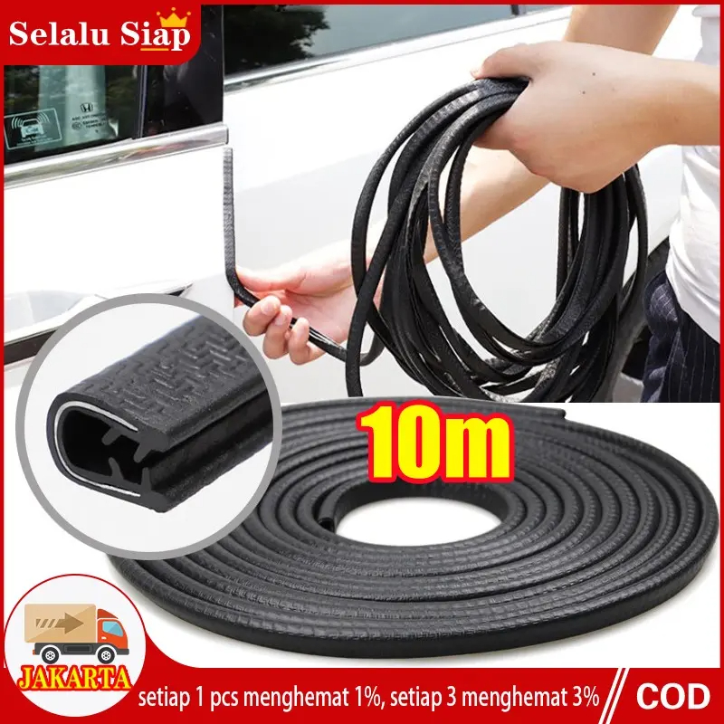 【 10m 】black car door rubber/bumper strip scratch-proof universal car door edge Harga 47,322 rupiah*Gratis Ongkir