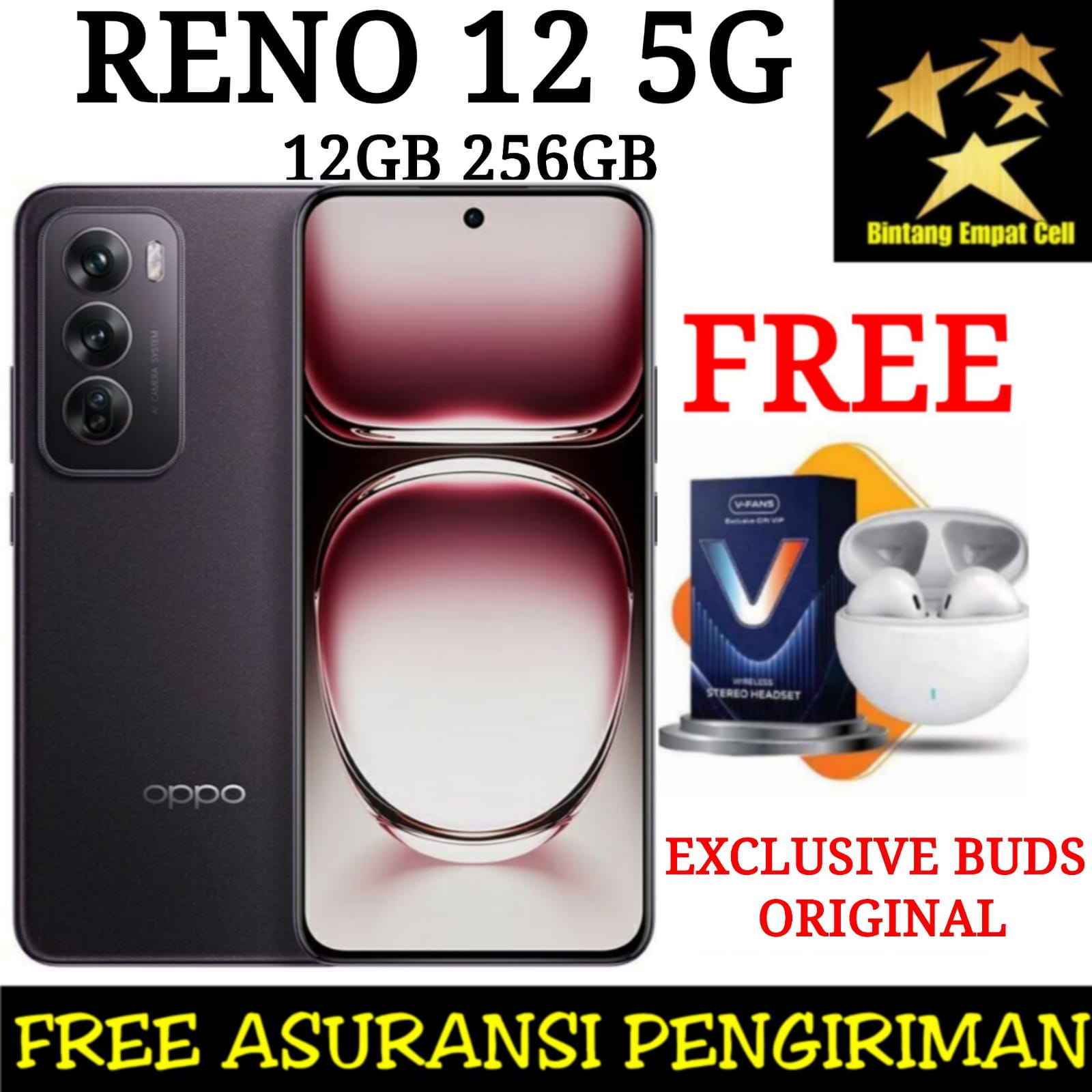 OPPO RENO 12 5G 12/256 & RENO 12 PRO 5G 12/512 AI FEATURE GARANSI RESMI [DIMENSITY 7300 ENERGY 6,7 INCH 50MP 5000MAH BATTERY] Harga  4,819,000 Ringgit*Penghantaran Percuma