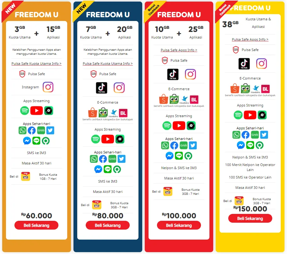 Inject Kuota Indosat Freedom U Membeli Jualan Online Elektronik Dengan Harga Murah Lazada Indonesia