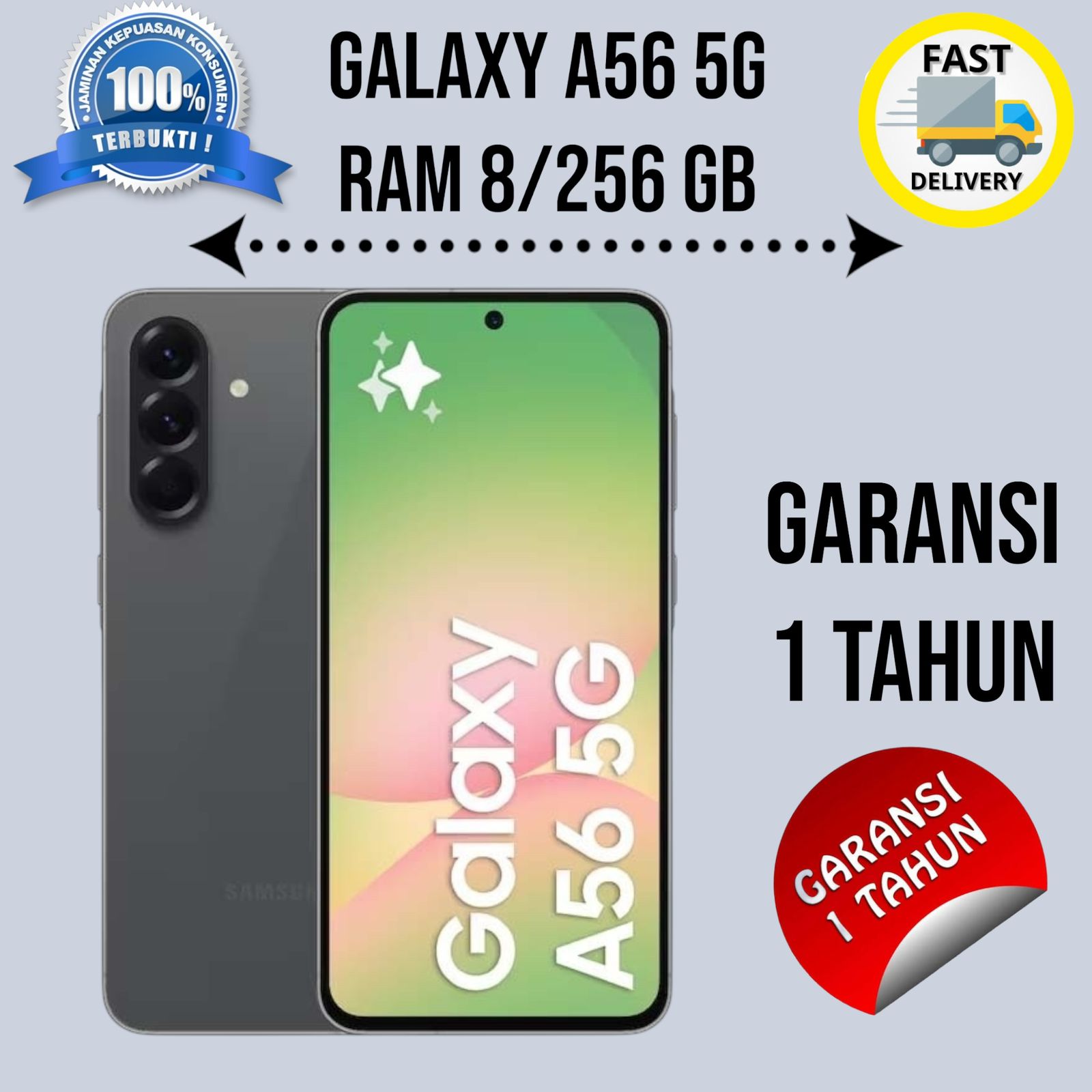 Galaxy A56 5G smartphone Ram 8/256 GB 1 year warranty Gress seal and new Harga  1,929,901 Ringgit*Penghantaran Percuma