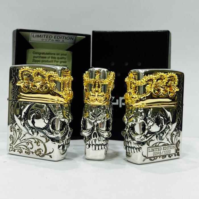 ZIPPO SKULL CROWN 3D SILVER GOLD LIMITED EDITION RARE - GHOSTORE7 Harga 4,493,000 rupiah*Gratis Ongkir