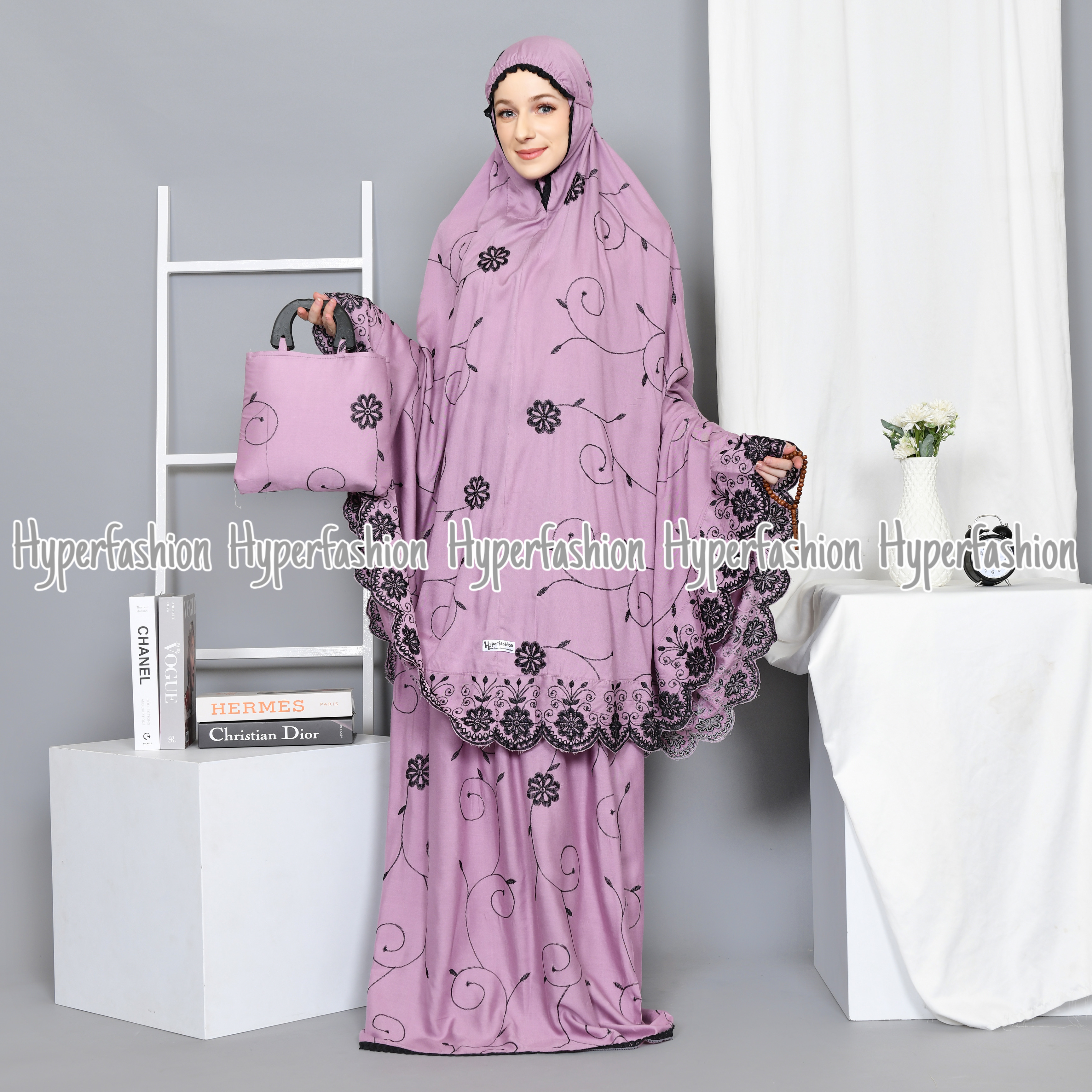 Latest Gracella Exclusive Premium Cotton Adult Mukena Full Embroidery Cheap Free Bag + Tasbih