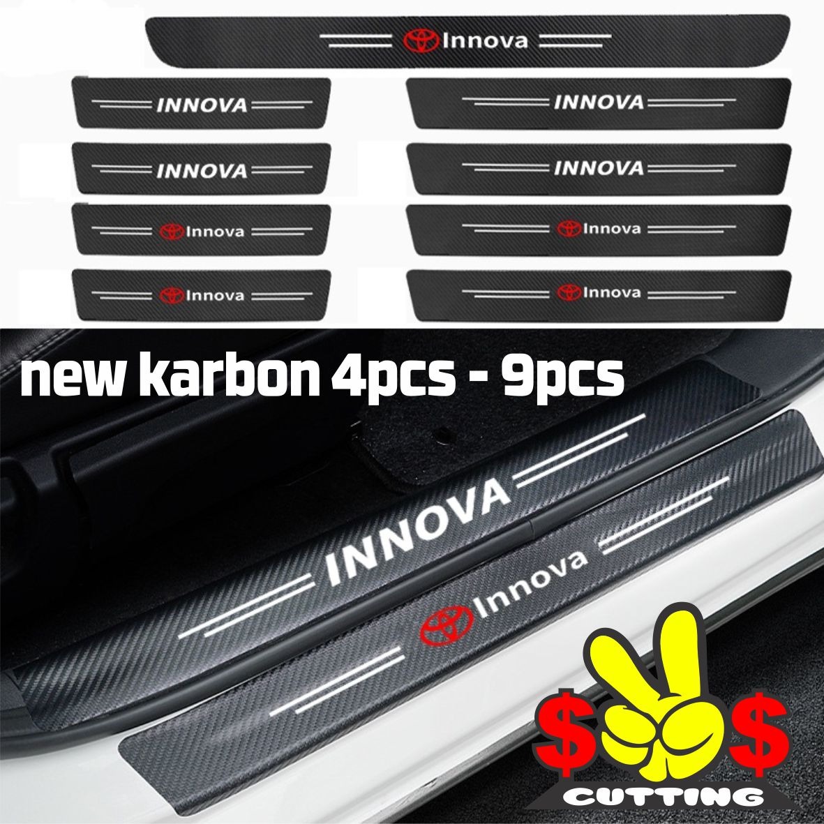 Stiker Carbon 3D Pelindung Pintu Dan Bagasi Mobil Toyota Kijang Innova Anti Gores Tahan Air Harga 15,000 rupiah*Gratis Ongkir