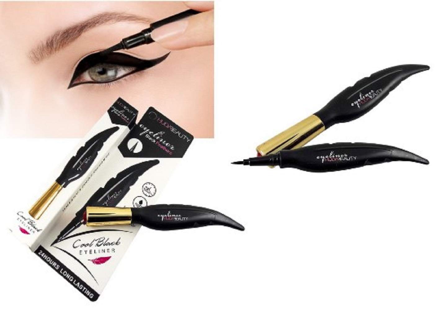 Eyeliner Hud4 Beauty Yeliners Black Feathers Eyeliner Waterproof Zee Star Ecer Lazada Indonesia