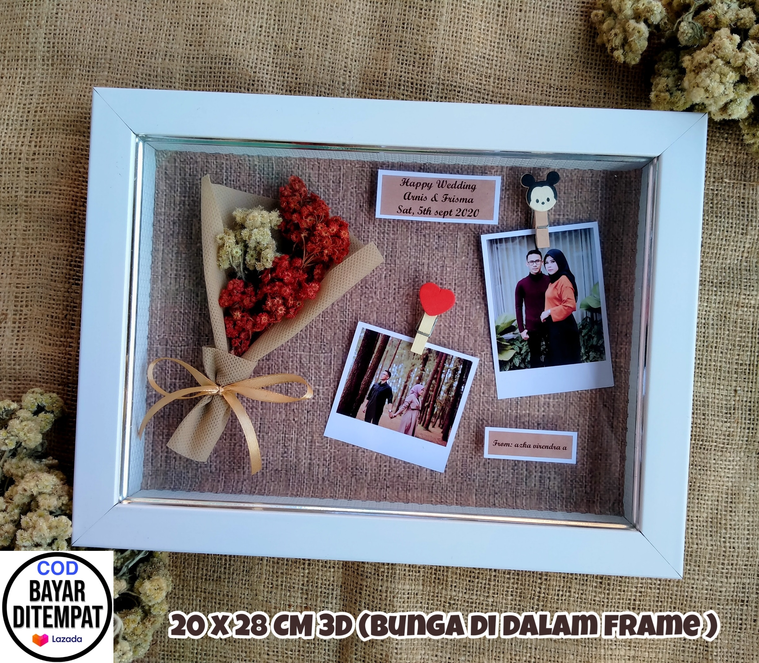 Bingkai Foto Ukuran 20x28CM 3D TANPA Lampu kado pernikahan bingkai unik dan cantik kadio kado ulang taβ¦