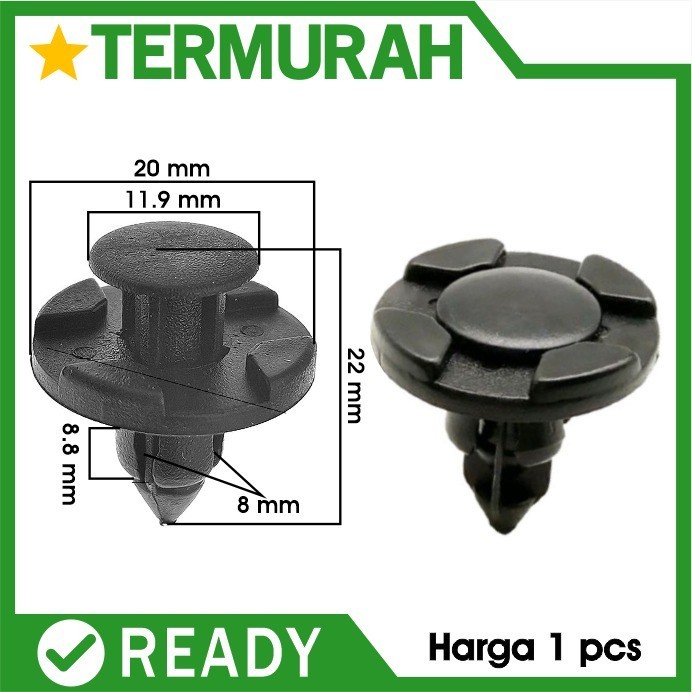 10pc Kancing Klip 8mm Bemper Mobil baut Paku Rivet BUMPER clip toyota honda Harga 1,680 rupiah*Gratis Ongkir