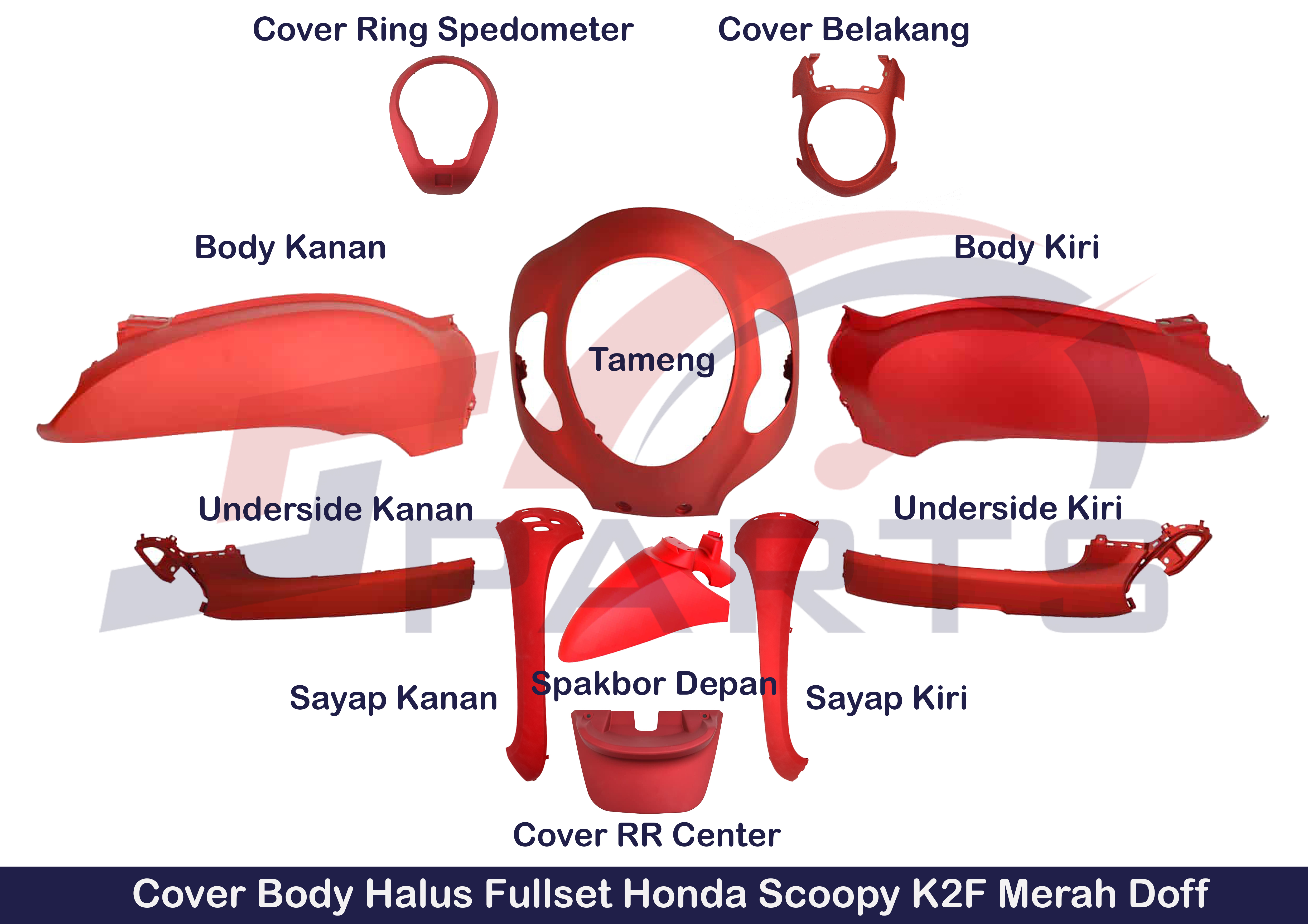 Full set Fullset Body Halus Scoopy eSP Prestige 2020 - 2023 k2F Original Merah Doff Harga 1,380,000 rupiah*Gratis Ongkir