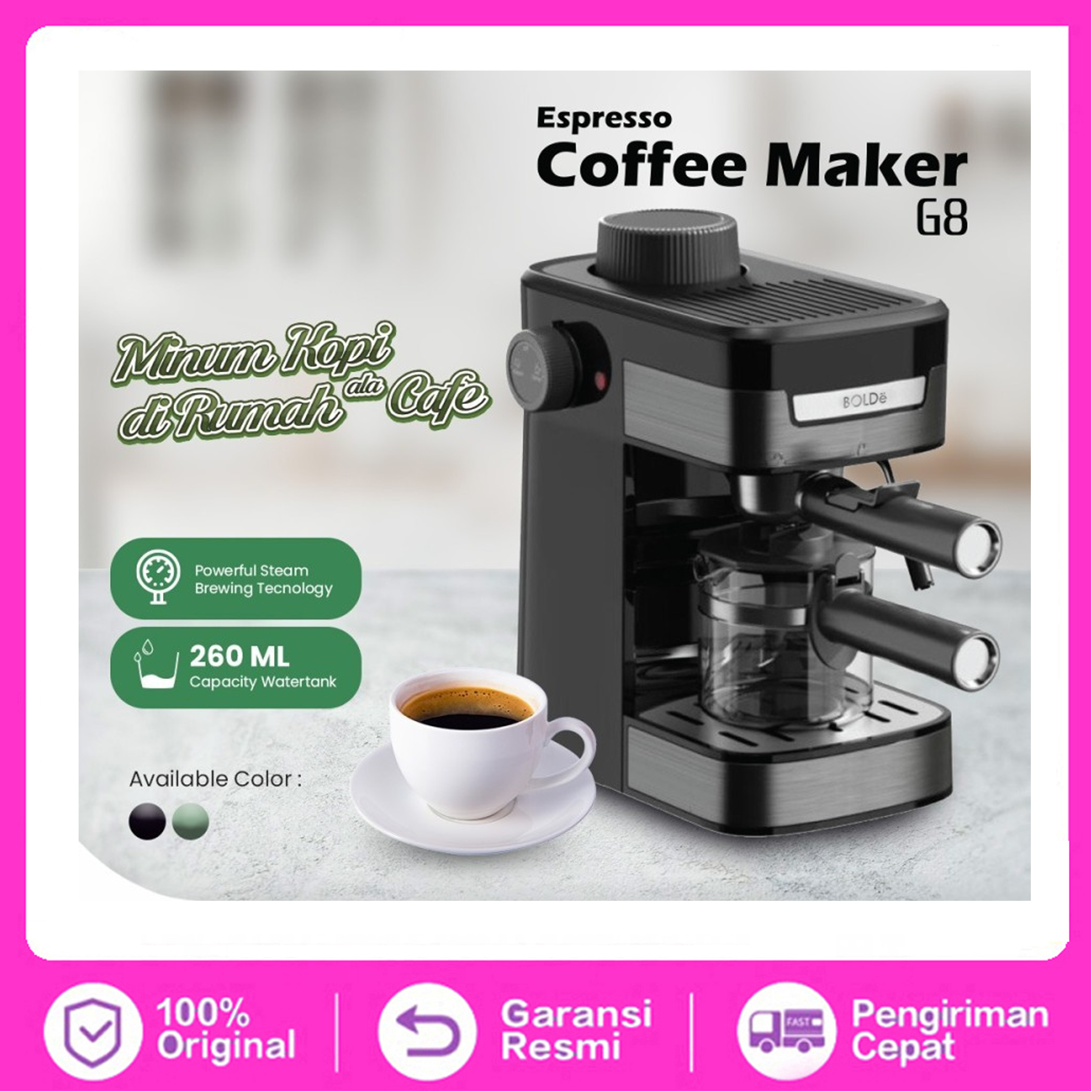Coffee Maker Bolde Espresso G8 - 260 Ml - Garansi 1 Th