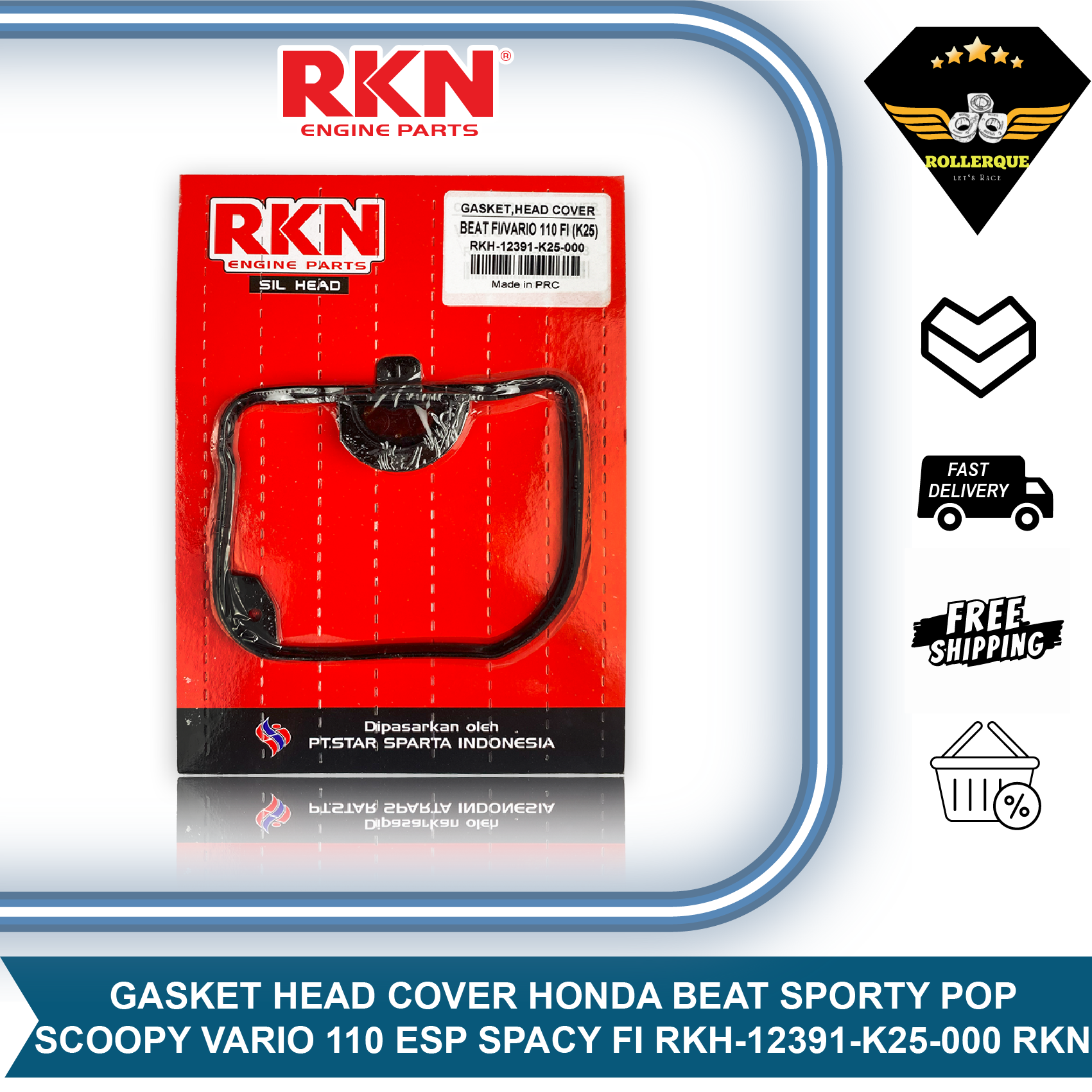 Rubber Gasket Head Cover Valve Cover Beat Vario Scoopy Spacy 110 Fi Esp Pop Street 12391-K25-000 Rkn Harga 21,681 rupiah*Gratis Ongkir