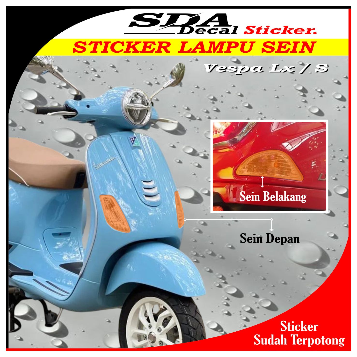 Vespa Lx / S 125/150 Turn Signal Stickers | Vespa Lx Turn Signal Sticker | Vespa Lx / S 125/150 Turn Signal Light Protector Sticker Harga 15,000 rupiah*Gratis Ongkir