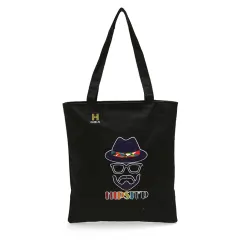 Hamlin Millane Tote Bag Wanita Motives Hipster Fashion Casual Large Storage Material Canvas ORIGINAL - Black