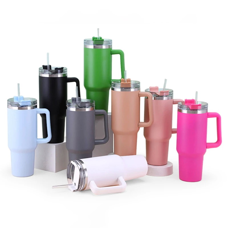Tumbler handle thermos travel cup jumbo stainless steel 1200ml