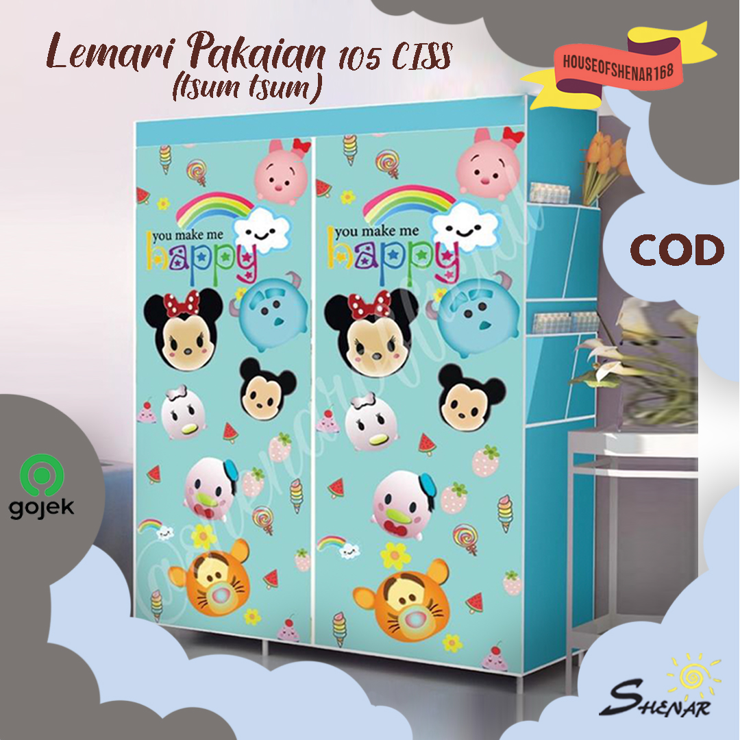 MURAH MERIAH LEMARI PORTABLE SERBAGUNA LEMARI KARAKTER LEMARI GANTUNG BANYAK SLOT KARTUN 105 CISS TSUM TSUM SHENAR