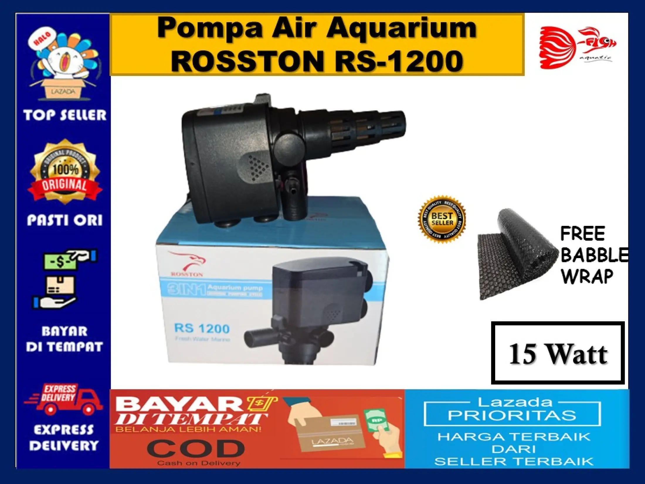 Vina Aquatic Rosston Rs1200 Rs 1200 Mesin Pompa Air Celup Aquarium Aquascape Murah Lazada Indonesia