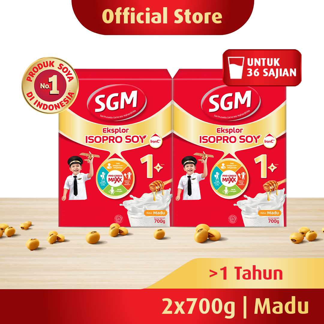 SGM Eksplor Isopro Soy 1+ Madu Susu Pertumbuhan 700gr x2 - Merek SGM Harga 193,500 rupiah*Gratis Ongkir