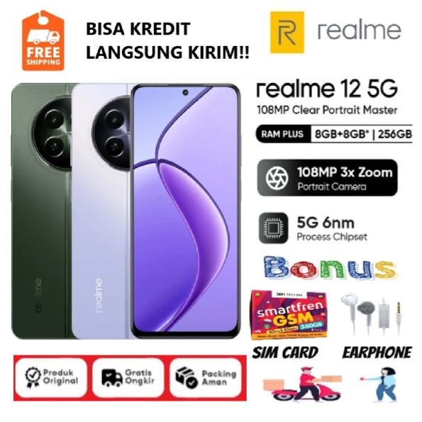 REALME 12 5G 8GB+8GB/256GB | 108MP Camera 6.72 FHD+ | Garansi | FULLSET Harga 2,300,000 rupiah*Gratis Ongkir
