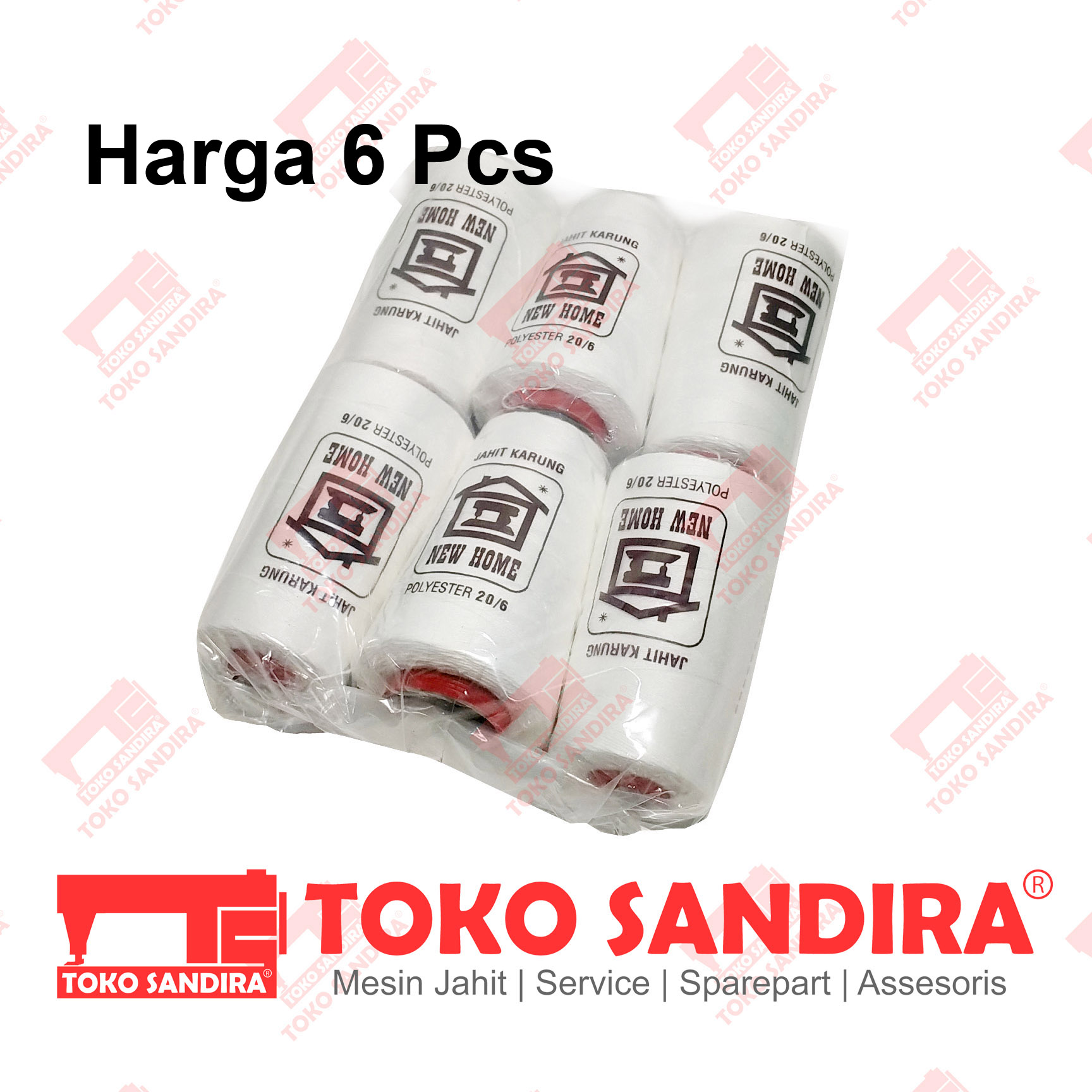 6 PCS Benang Jahit Karung 20/6 / BENANG JAHIT MERK NEW HOME/toko alat jahit/kebutuhan menjahit/toko perlengkapan menjahit/alat jahit lengkap Harga 65,000 rupiah*Gratis Ongkir