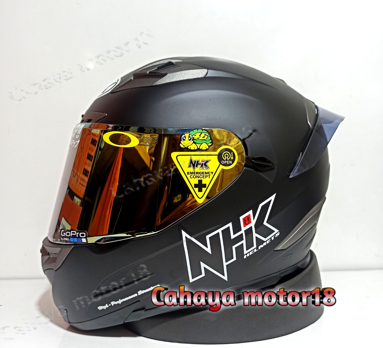 PAKET GANTENG HELM NHK RX9 BLACK DOF KACA IRIDIUM Harga 760,000 rupiah*Gratis Ongkir