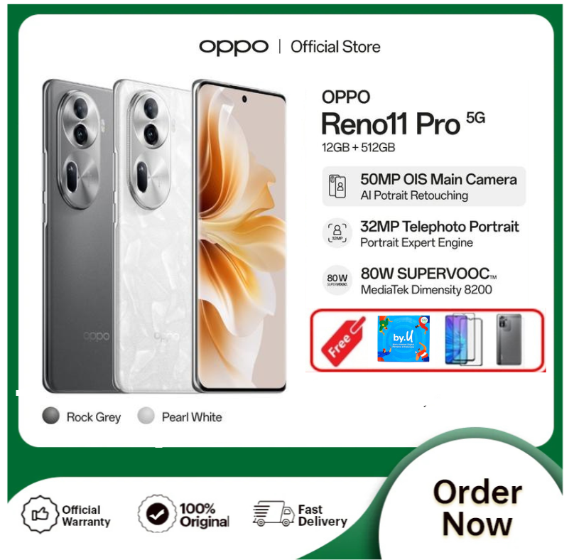 Oppo Reno11 Pro 5g 12Gb/512Gb [50Mp Ois Main Camera, 80W Supervooc, Mediatek Dimensity 8200, 120Hz 3D Curved Screen] - Pearly White Giá 3,670,400 Đồng*Miễn phí vận chuyển