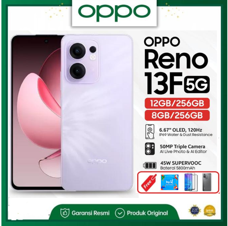 Oppo Reno13 F 5g 12Gb/256Gb & 8Gb/256Gb (Warranty) - Lumunions Blue, 8Gb+256Gb Harga  3,250,000 Ringgit*Penghantaran Percuma