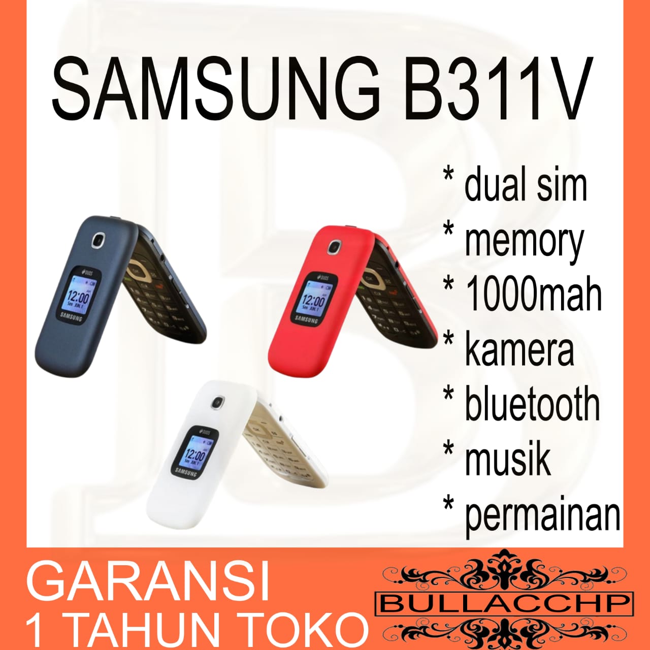 HP SAMSUNG B311V BARU [HITAM] [GARANSI 1 TAHUN] Kamera, Memori, Musik, Bluetooth, Radio, MP3, Micro SD Harga  256,900 Ringgit*Penghantaran Percuma