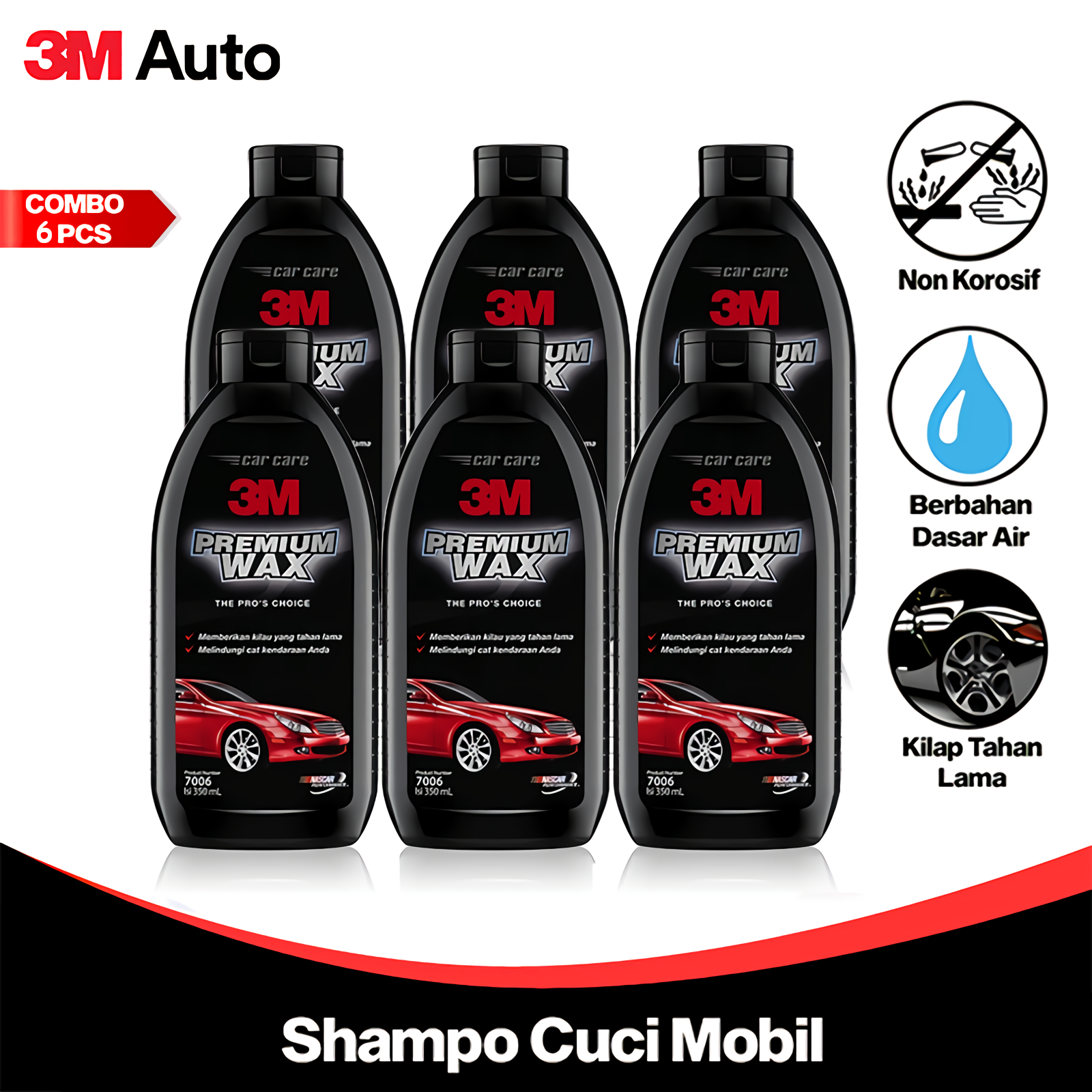 3M Auto Pengkilap Body Mobil 350 ML Combo 6 Pcs Premium Liquid Car Wax Motor CMB06-3M-7006 Harga 421,140 rupiah*Gratis Ongkir