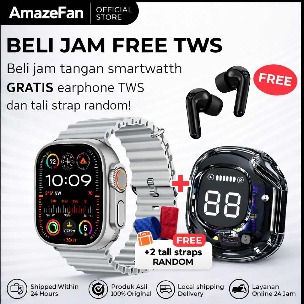 Amazefan Smartwatch X20 Ultra Black Men's Women's Fashion Sport Watch 49mm Titanium & Heartrate Smartw…