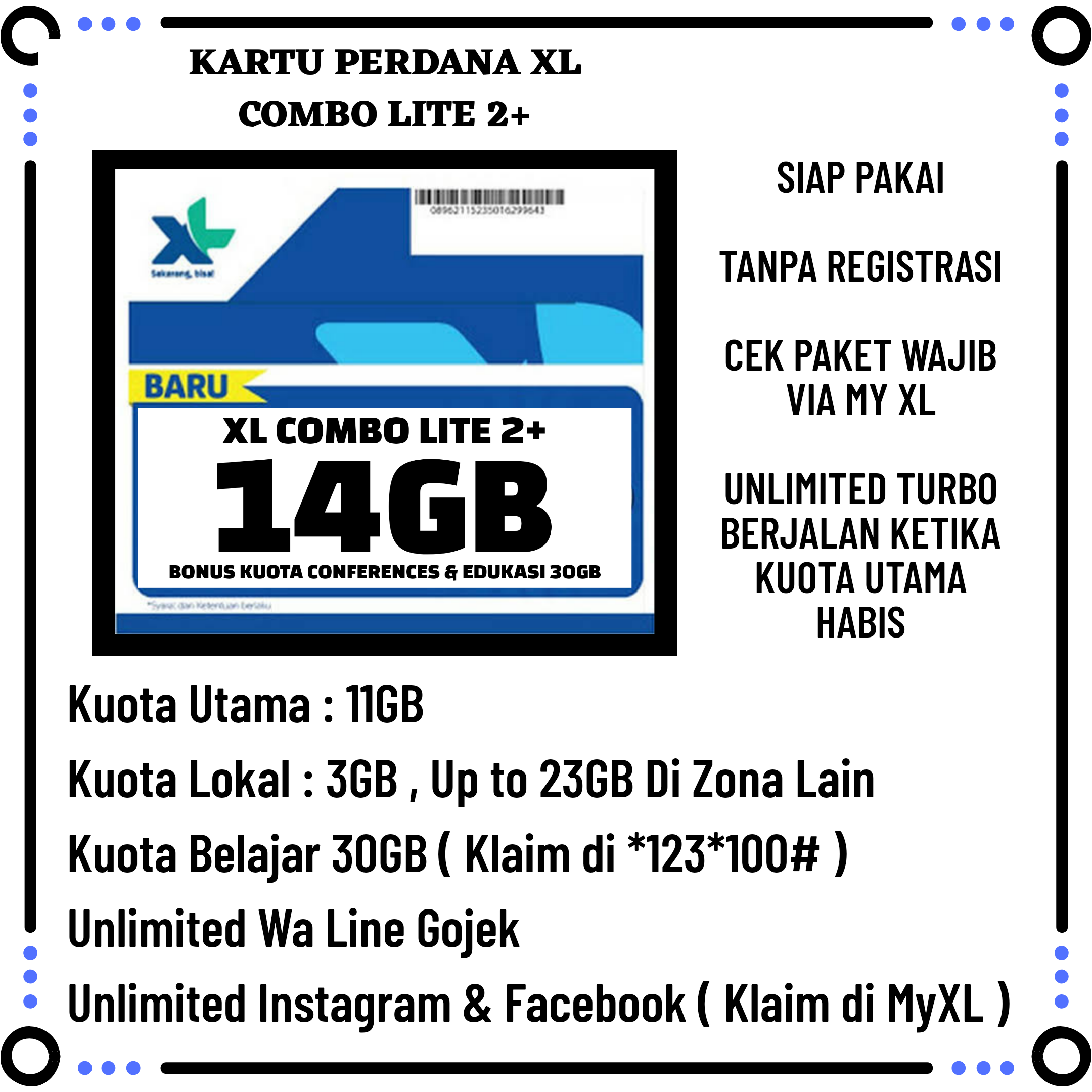 Kartu Xl 14gb Unlimited Wa Line Gojek Ig Fb Xtra Edukasi Conferences Belajar Perdana Siap Pakai 41gb Lazada Indonesia