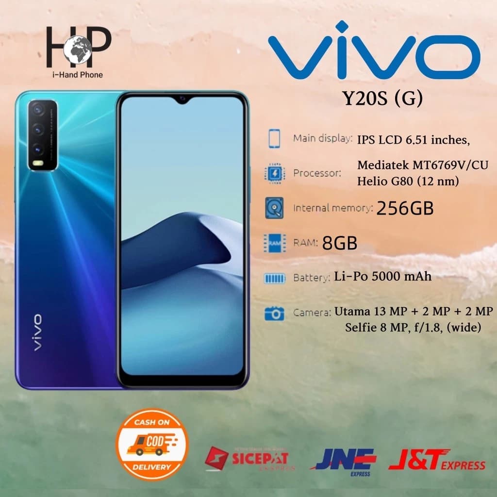 HP VIVO Y20S RAM 8/256 GB FULLSET GARANSI 1 TH TERSEGEL Harga  860,000 Ringgit*Penghantaran Percuma