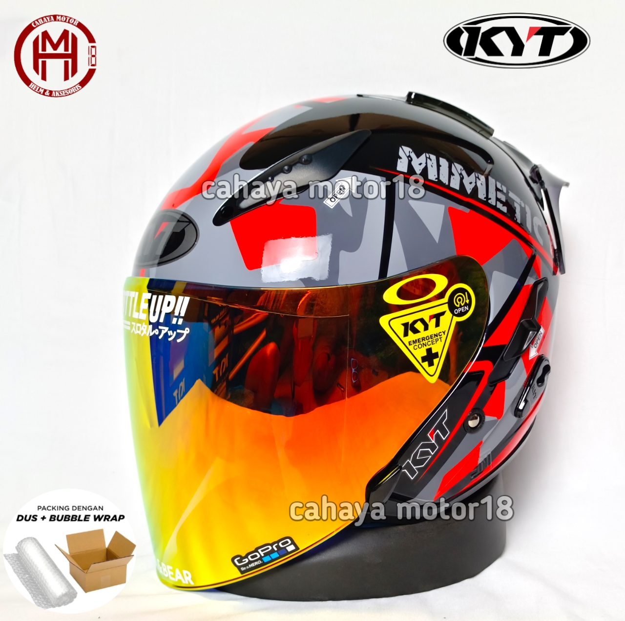 PAKET GANTENG KYT GALAXY FLAT R #4 BLACK RED KACA IRIDIUM|KYT CUSTOM ORIGINAL Harga 480,000 rupiah*Gratis Ongkir