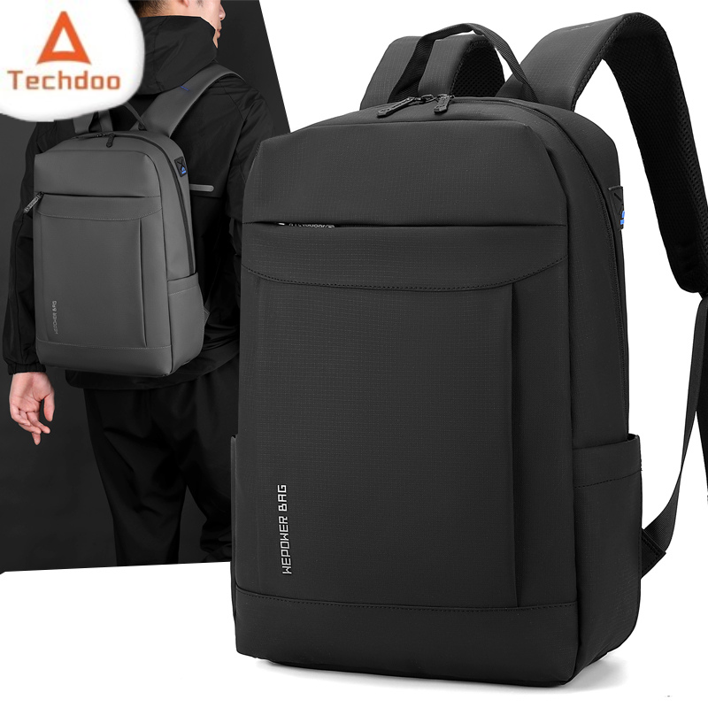 Techdoo Tas Ransel Pria Casual Tas Sekolah Kerja Kuliah Tas Laptop Punggung Cowok Multifungsi TR733