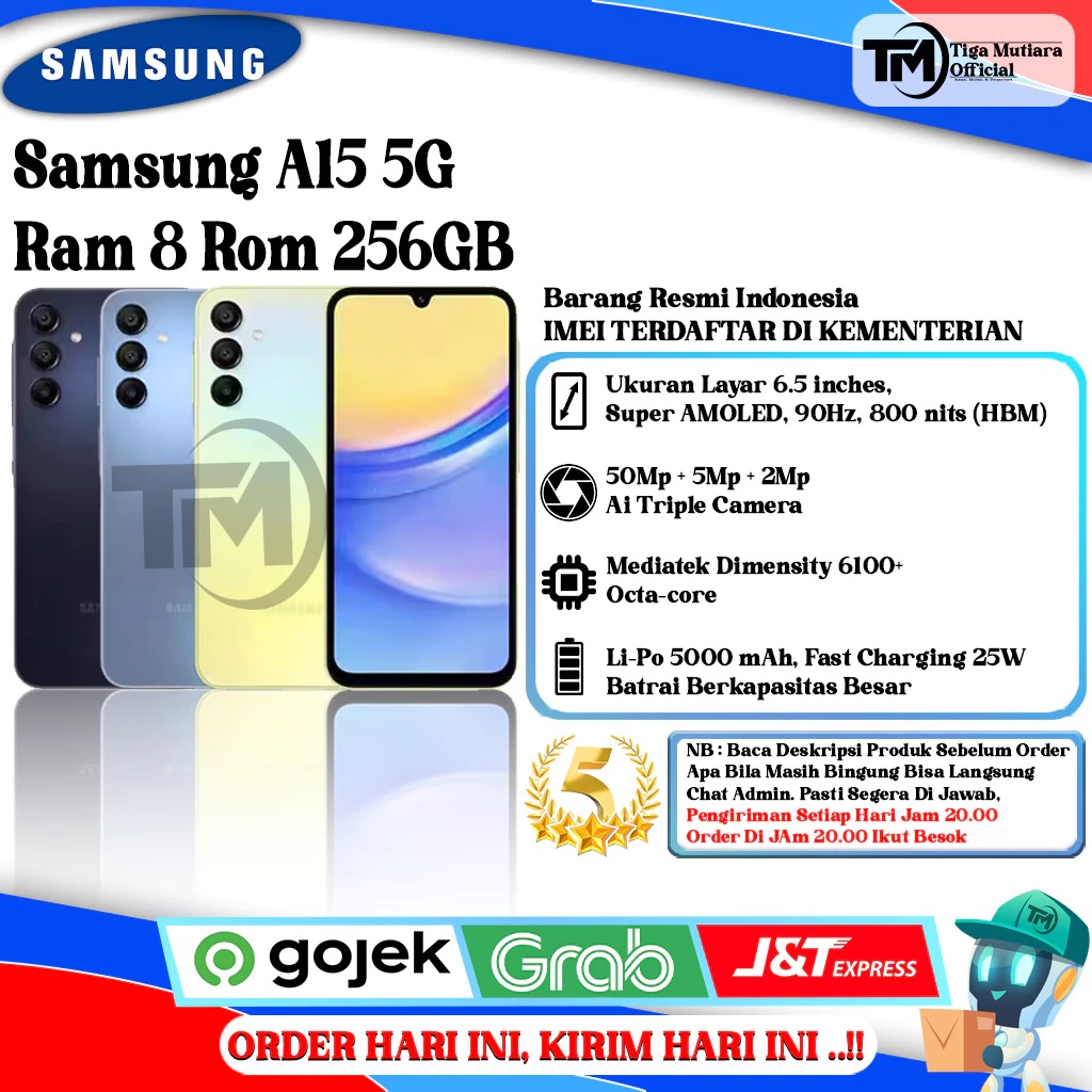 Samsung A15 5G Ram 8 Rom 256GB Harga 2,699,000 rupiah*Gratis Ongkir