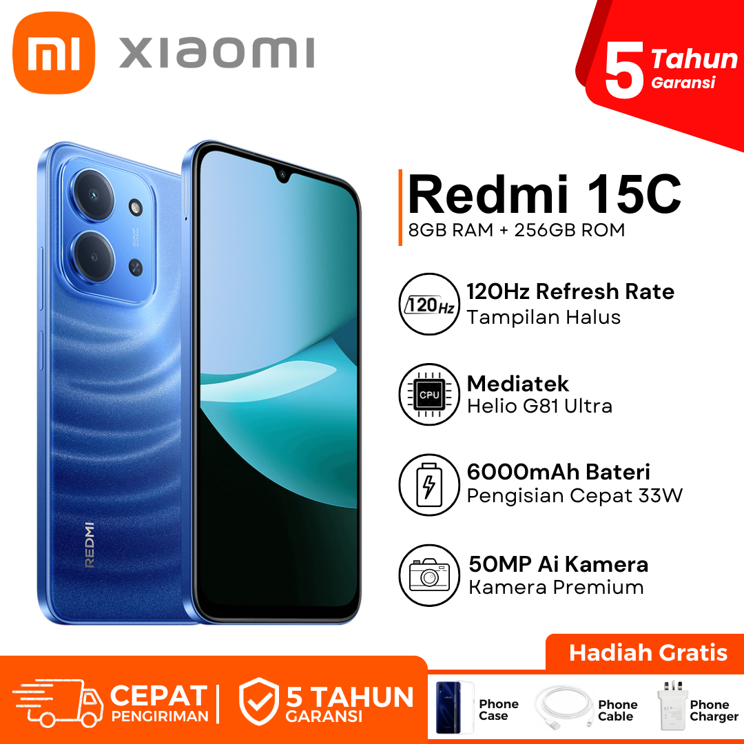 Xiaomi Redmi 15C (8Gb+256Gb) – Original Smartphone, 6.71” Hd+ Screen, 50Mp Ai Camera, Long-Lasting 5000Mah Battery, Official Xiaomi Indonesia Guarantee Harga  1,682,010 Ringgit*Penghantaran Percuma