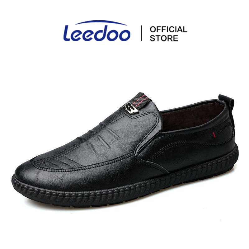 Leedoo Sepatu Formal Pria Sepatu Slop Kulit Cowok Casual Shoes Men Kerja Coklat Hitam MC446 - Merek Leedoo Harga 79,000 rupiah*Gratis Ongkir