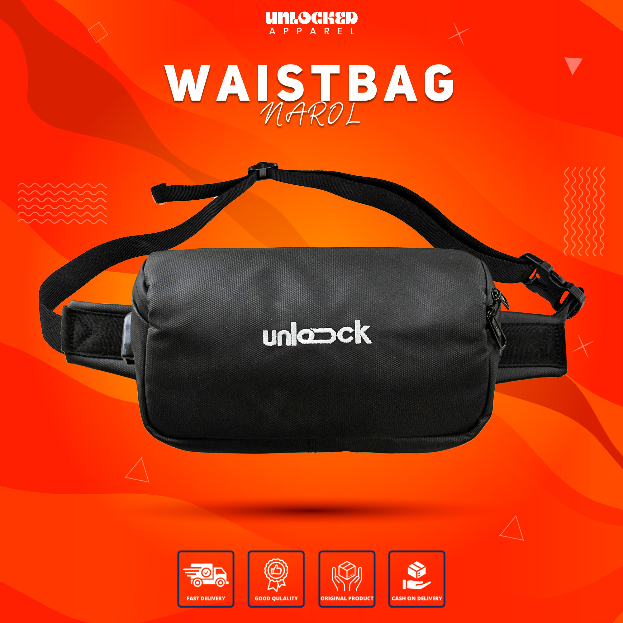 Lazada Indonesia - Waistbag Narol – Tas Selempang Pria Wanita Port USB dan Lubang Headset