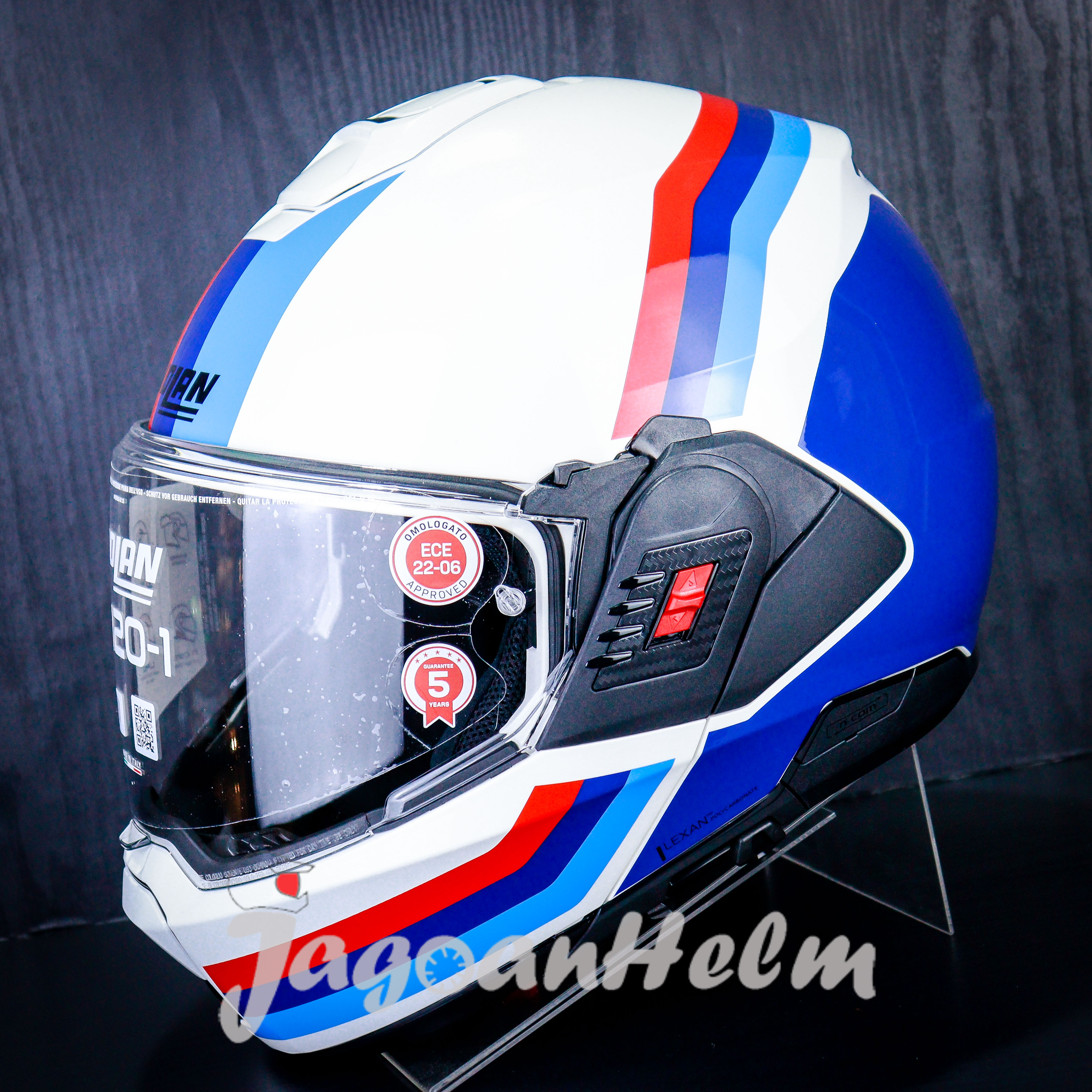 NOLAN HELM N1201 LINEO NCOM #347 | WHITE BLUE RED | N120-1 MODULAR Harga 8,569,000 rupiah*Gratis Ongkir