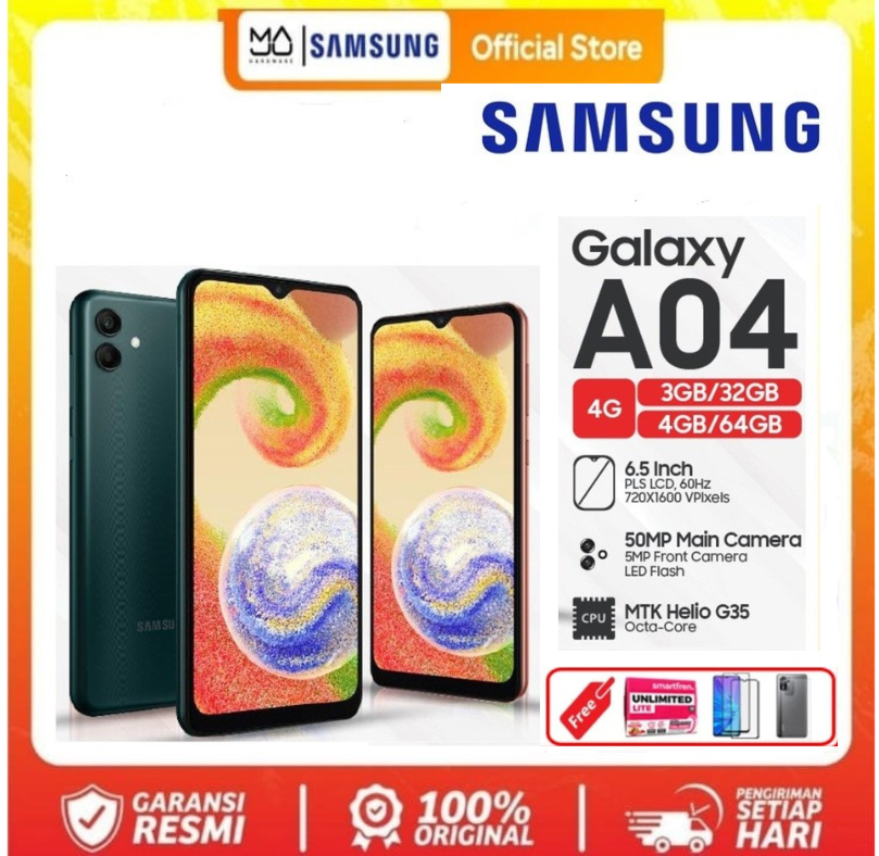 Samsung Galaxy A04 RAM 4GB/64 GB 3GB/32 GB Battery Capacity : 5000MaH 15W Fast Charging - PROMO Harga  950,000 Ringgit*Penghantaran Percuma