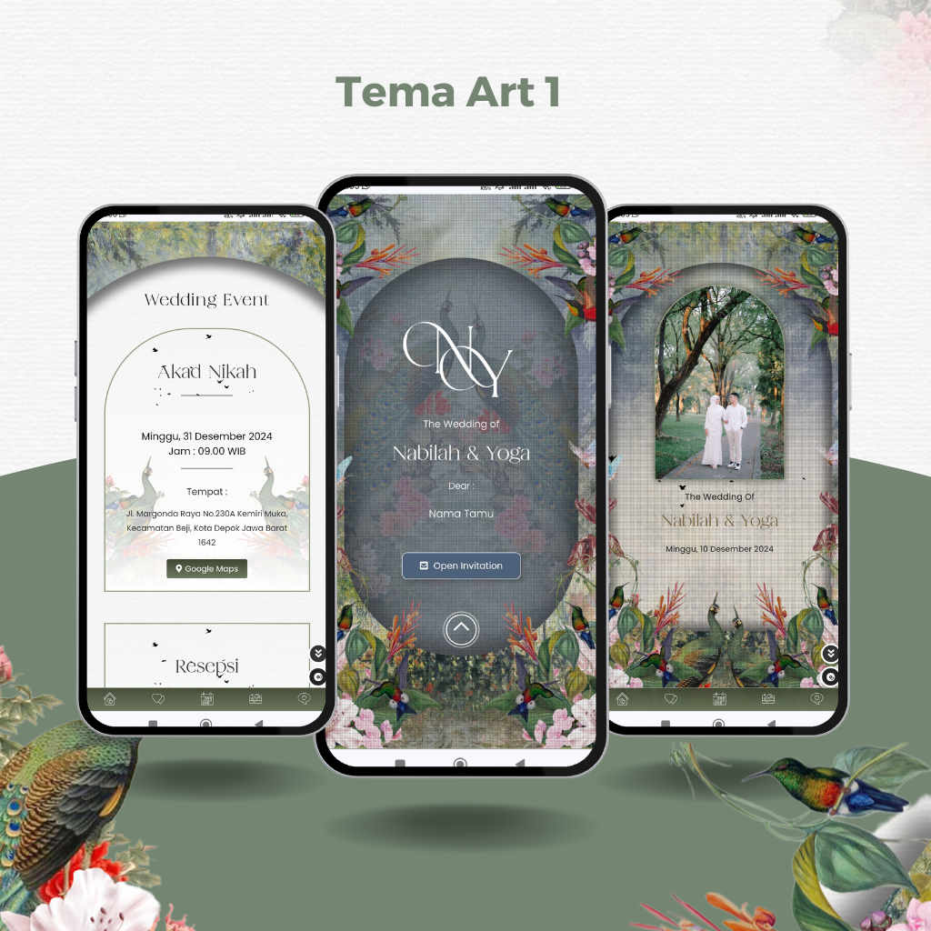 Undangan Digital Pernikahan Tema Art Alam Undangan Website Tema Artistik Harga 35,000 rupiah*Gratis Ongkir