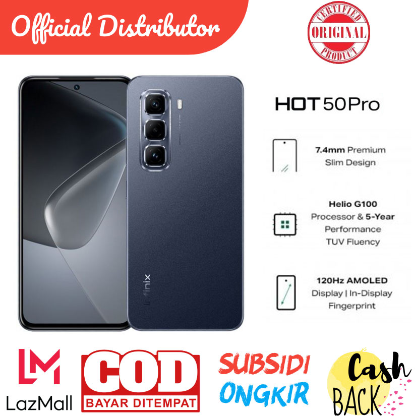 INFINIX HOT 50 PRO 8/256 - HELIO G100 - 120Hz AMOLED DISPLAY Harga 1,682,009 rupiah*Gratis Ongkir