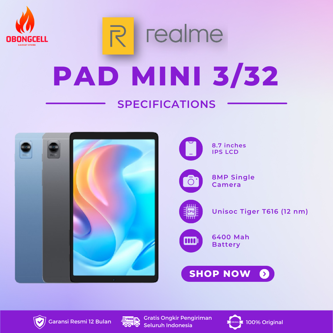 REALME PAD MINI 3/32GB GARANSI RESMI Harga 2,699,000 rupiah*Gratis Ongkir