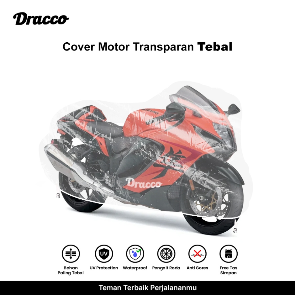 DRACCO sarung motor HAYABUSA transparan waterproof Tebal premium cover motor bening bonus tas simpan Harga  84,999 Ringgit*Penghantaran Percuma